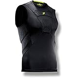 Storelli BodyShield Sleeveless Undershirt | Protective Soccer Base Layer | Lightweight Compression Top | Padded Chest and Rib Protection | Black | Medium