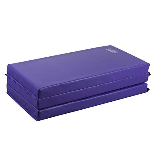 ZENOVA Folding 4'' Thick Cushion Gymnastics Landing Mat Core Workout Mats 3 Panel Tumbling Crash Pad Crash Mats (purple2) - Thumbnail 3