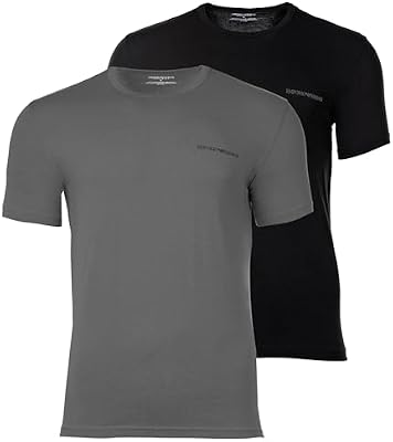 T-Shirt Girocollo da Uomo in Puro Cotone, Confezione da 2, Nera, M