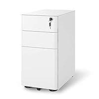 DEVAISE 3-Drawer Slim Locking File Cabinet, Fully Assembled Except Caster, Legal/Letter Size, White