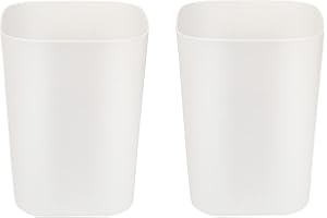 Besli 2 Gallon Small Trash Can Garbage Can Wastebasket for Bathroom Bedroom Kitchen Office (White, 2 Pack)