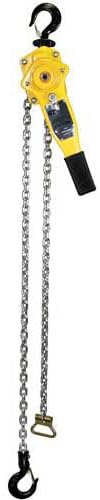 OZ Lifting Lever Hoist, Overload Protection, Hook Mount, 3/4 Ton Capacity, 15' Lift, 12-51/64" Headroom, 11-3/16" Lever Length, 1-11/64" Hook Opening