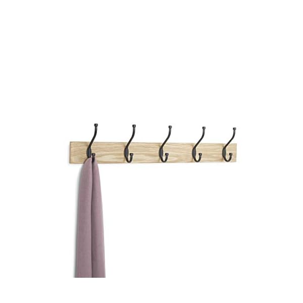 AmazonBasics WallMounted Farmhouse Coat Rack, 5 Hooks, Natural
