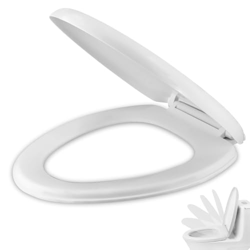 Asiento Elongado para WC Asiento para Inodoro de Cierre Lento y Silencioso Tapa para Retrete Económico Toilet Seat Residencial Tapa de Baño WC Universal Taza de Inodoro Alargado para Sanitario 46*36cm