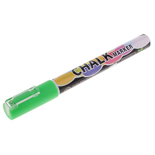 Fityle Highlighter Liquid Chalk Marker Pen 3mm Reversible Round & Chisel Tip for School Art Painting LED Writing Board Neon Effect Writing Pens - 4 Colors - Green