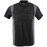 Milwaukee Leather MDM11674 Men’s Black-Grey Button-Up Heavy-Duty Work Shirt - Classic Mechanic Shirt w/Pockets