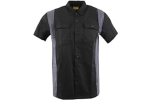 Biker Clothing Co. Mens Mdm11674.01 Men’s Two-Tone Black and Grey Short Sleeve Motorcycle Mechanic Shirt