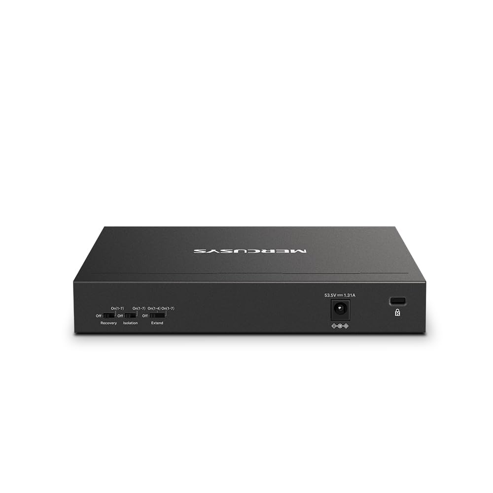 Mercusys MS108GP PoE Switch 8-Port Gigabit LAN Switch mit 7 PoE+ Ports, bis zu 30 W pro PoE-Port und 65 W für alle PoE-Ports, 802.3af/at PoE, lüfterlos, Plug-and-Play, Robustes Metallgehäuse 3