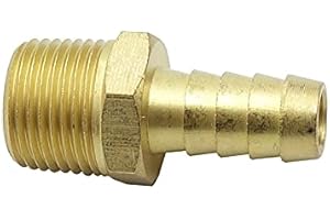 HongBoW Hardware 5 Pcs Brass Hose Fitting,Connector,Hose Barbed Adapter 3/8" Barb x 3/8" NPT Male Pipe(Thread O.D: 0.675")