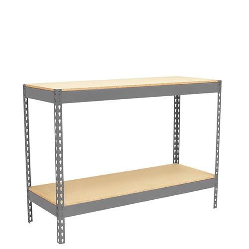 Simon Rack Banco da lavoro per officina, capacità di carico 400 kg, 900x1200x750 mm, 1 Ripiani, Tavolo da lavoro fai da te, Grigio/Legno - BT BASIC