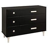 Babyletto Lolly 6 Drawer Assembled Double Dresser, Black/Washed Natural