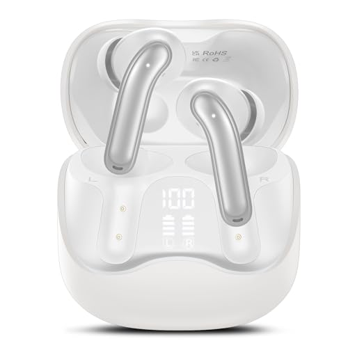 Bluetooth Headphones with Hybrid Active Noise Cancellation, In-Ear Headphones Wireless Bluetooth 5.4, 6Mic, 49 Hours Playback, Powerful Bass, 8 EQ Modes, App Control, Wireless Charging, Multipoint