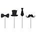 HOKPA Cupcake Toppers Mini Black Bowtie Mustache Hat Neckcloth Adult Ceremony Birthday Celebration Decorations DIY Home Baby Shower Theme Party Food Fruit Cake Picks for Decor(24PCS)