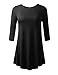 AMORE ALLFY Women's 3/4 Sleeve Round Neck Flare Hem Tunic Black X-Large