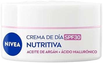 Crema de Día Nutritiva - Crema Facial Hidratante - Hidratanta y Previene las Manchas - Protección Solar PF30 - Aceite de Almendra y Extracto de Magnolia Natural - Piel Seca y Sensible - 50 ml