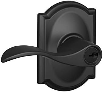 Schlage F51-ACC-CAM Accent Single Cylinder Keyed Entry Door Lever Set with Decor, Matte Black
