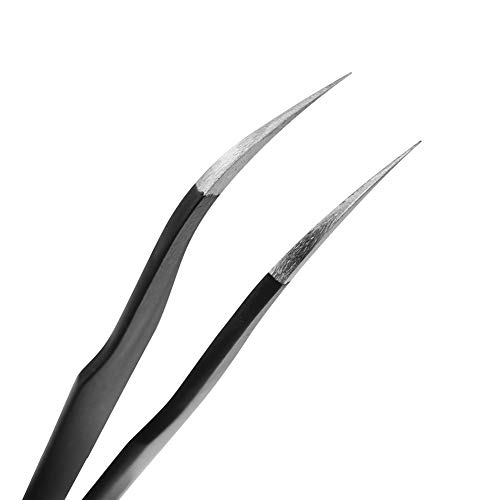 LASHVIEW Vetus Anti-static ESD Curved Pointed Perfect Craft Fine Angled Removal Stainless Steel Tip Curved Tweezers For Profissional Grafting False Eyelash Extension Nail Art Electionics Medical - Thumbnail 2