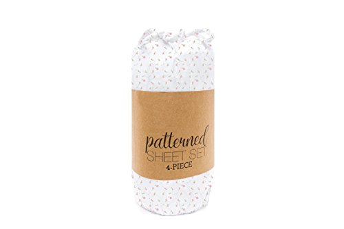 Linen Market4 Piece Patterned Sheet Set, Queen, Soft Floral Pink