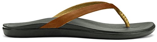 Olukai Ho'opio Leather Sandals- Women's Sahara/Dark Java 8