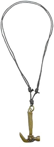 Hammer Brass Vinatge Pendant Necklace Black Leather For Boys And Men