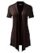 BIADANI Women Versatile Soft Short Sleeve Open Front Drape Cardigan Brown Large