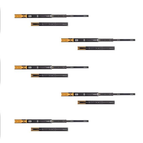 Emuca - Schubladenschienen kugellager 45mmx450mm, Set aus 5 Paar aus schubladenauszug Vollauszug mit daempfer, Schwarz