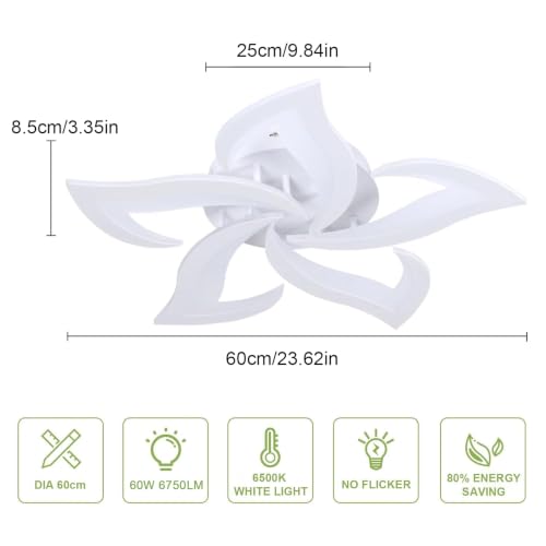Comely LED Ceiling Light, 60 W 6750LM Modern Petal Ceiling Light for Living Room, Bedroom, Kitchen, Dining Room, Cool White 6500K, Diameter 60 cm