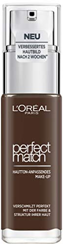 L'Oréal Paris Perfect Match 12.N Ebony - Fondotinta liquido, si fonde perfettamente con il tono della pelle per una carnagione assolutamente naturale, nutre la pelle, 1 pezzo