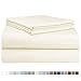Pizuna Pure 100% Cotton Queen Sheets, Luxurious 400 Thread Count Long Staple Sateen with 15-Inch Deep Pocket (Combed Cream Cotton)