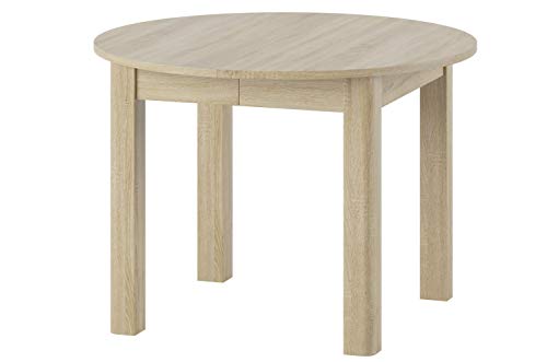 MPS Möbel praktisch Tisch INDUS 105x76x105 cm cm Esstisch mit ausziehbarer Tischplatte auf 240 cm ausziehbar Küchentisch Esszimmertisch Ausziehtisch (Sonoma Eiche)