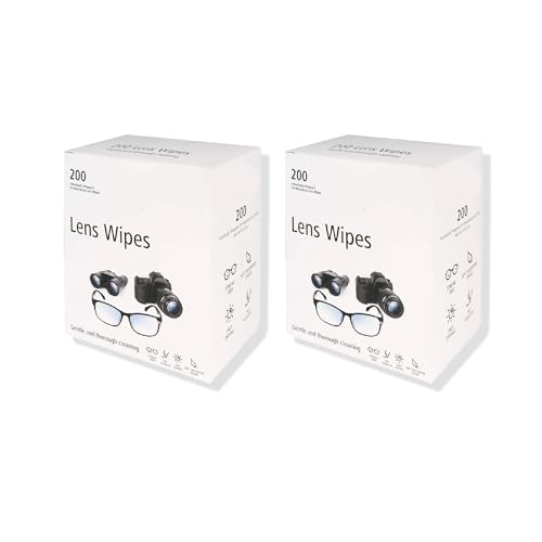 Toallitas de Limpieza para Lentes 200 Unidades (2 PAQUETES) Prehumedecidas, para Lentes, No Mancha, No Raya