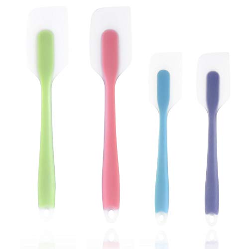 TOUGS Silicone Spatulas Set of 4 - Heat Resistant Non-Stick Flexible Rubber with Solid Stainless Steel Core Kitchen Essential Gadget Premium Scraper Spoon Set - Seamless, Dishwasher Safe, 2 Size