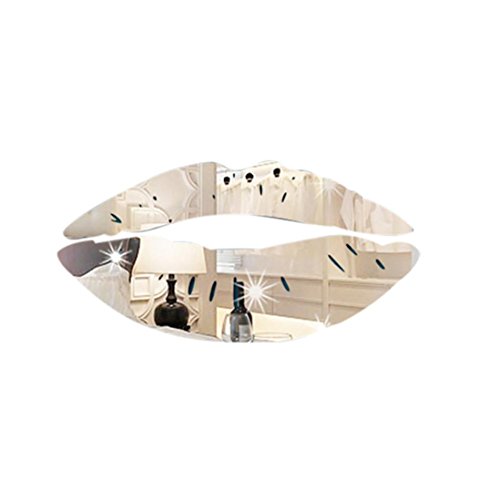 Vacally Wall Decor Removable Lips Mirror Wall Stickers Wallpaper Decal Art PVC Home Room Decoration DIY (Silver)