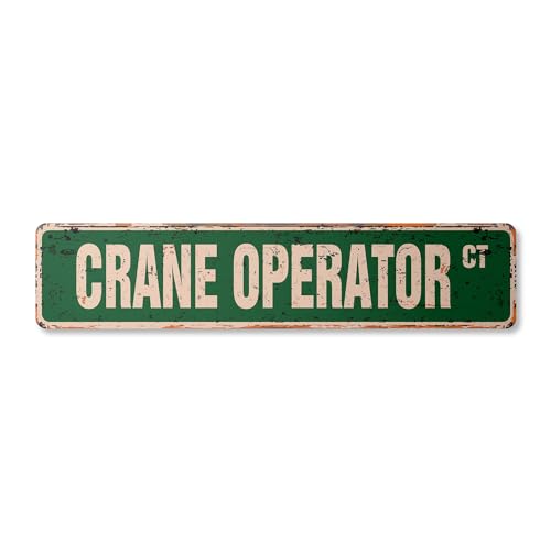 CRANE OPERATOR Vintage Aluminum Street Sign heavy equipment operator bulldozer…