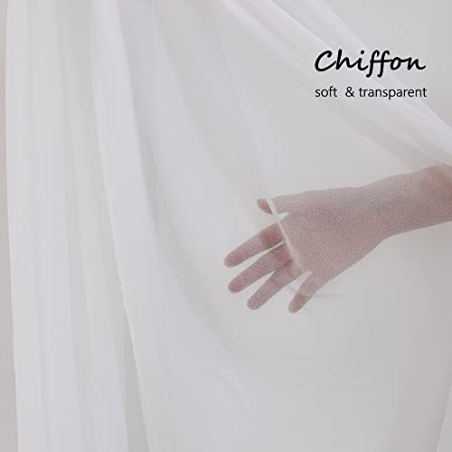 GMWD Wedding Arch Draping 3 Panels 6 Yards White Chiffon Fabric Sheer Backdrop Curtains Table Runner for Ceremony Reception Decorations Bridal Shower Decor