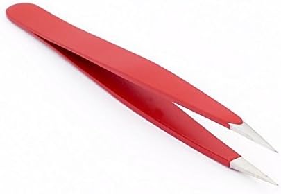 SVAYAM Cutesy Professional Tweezers Slant Tip - Wide-Grip - Stainless Steel - Easy To Use On-The-Go - Precision Eyebrow Tweezers For Your Daily Beauty Routine (Red)