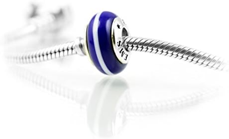 Thin Line EMS Charm, Exquisite Italian Glass and Sterling Silver