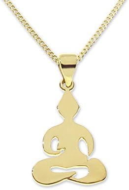 Gold Plated Buddha Necklace Pendant - Laser Cut Out Buddhist Silhouette, 17.5"