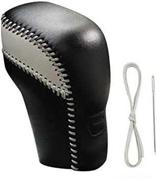 Salusy Black and Gray Hand Sewing Leather Gear Shift Knob Cover Compatible with Nissan Altima Sedan 2019: Automotive