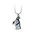 Puzzled Black Penguin Necklace, 18 Inch Fashionable & Elegant Silver Chain Jewelry with Rhinestone Studded Pendant for Casual Formal Attire Ocean Sea Life Themed Unisex Fashion Neck Accessory