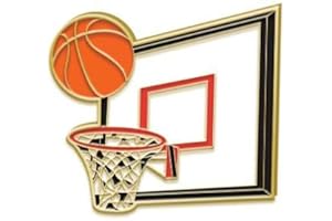 CROWN AWARDS Basketball Pin - 1.25" Basketball Net And Ball Enamel Lapel Pin