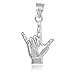 .925 Sterling Silver I Love You American Sign Language ASL Hand Sign Charm Pendant Necklace - 18