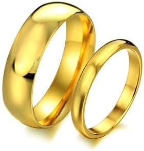 Gold Plated Love Engagement Rings for Couple Women Girls Men & Boys Stainless Steel Unisex Rings (Gold)