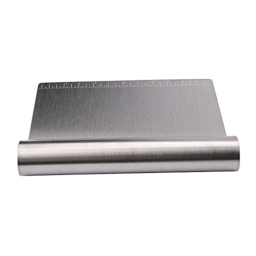Stainless Steel Griddle Scraper Chopper Pastry Scraper Dough Cutter with Measuring Marks, Multi-purpose Kitchen Tool for Baking/Cooking