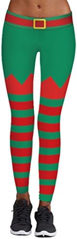 Pretty321 Women Girl Christmas Collection Fitness Gym Legging Tights Yoga Pants (Women:US M(8-10); Ignore Our Tag, Red Striped Belt Print)