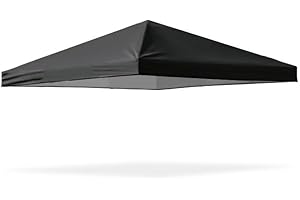 MQOUTDOOR 8x8 Canopy Replacement Top Outdoor Tent only Silver Coated Cover with Ropes, excluding Frame, Black