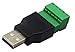 zdyCGTime USB 2.0 A Screw Terminal Block Connector USB 2.0 A Male Plug to 5 Pin/Way Female Bolt Screw Shield terminals Pluggable Type Adapter Connector Converter 300V 8A(2Pack) (Male)