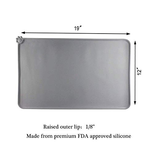 Pet Deluxe Dog Cats Food Mat, Pet Silicone Bowl Mat, Pet Feeding Mat, Waterproof Dog Cat Mat Premium Silicone FDA Grade Non-Stick Non-Slip Anti-Spill Easy Clean - Thumbnail 2