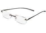 (3 PACK + BONUS) Foster Grant / Magnivision +3.00 ALUMINEYES Reading Glasses - Rimless Lens with Lightweight Gunmetal Arms & Spring Hinges + + 1 FREE BONUS MICRO-SUEDE CLEANING CLOTH