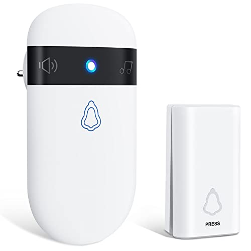 Gobikey Outdoor Wireless Doorbell, Waterproof Wireless Doorbell, 52 Melodies, 5 Volume Levels (0dB - 110dB) 150M Range, LED Indicators - No Battery Needed